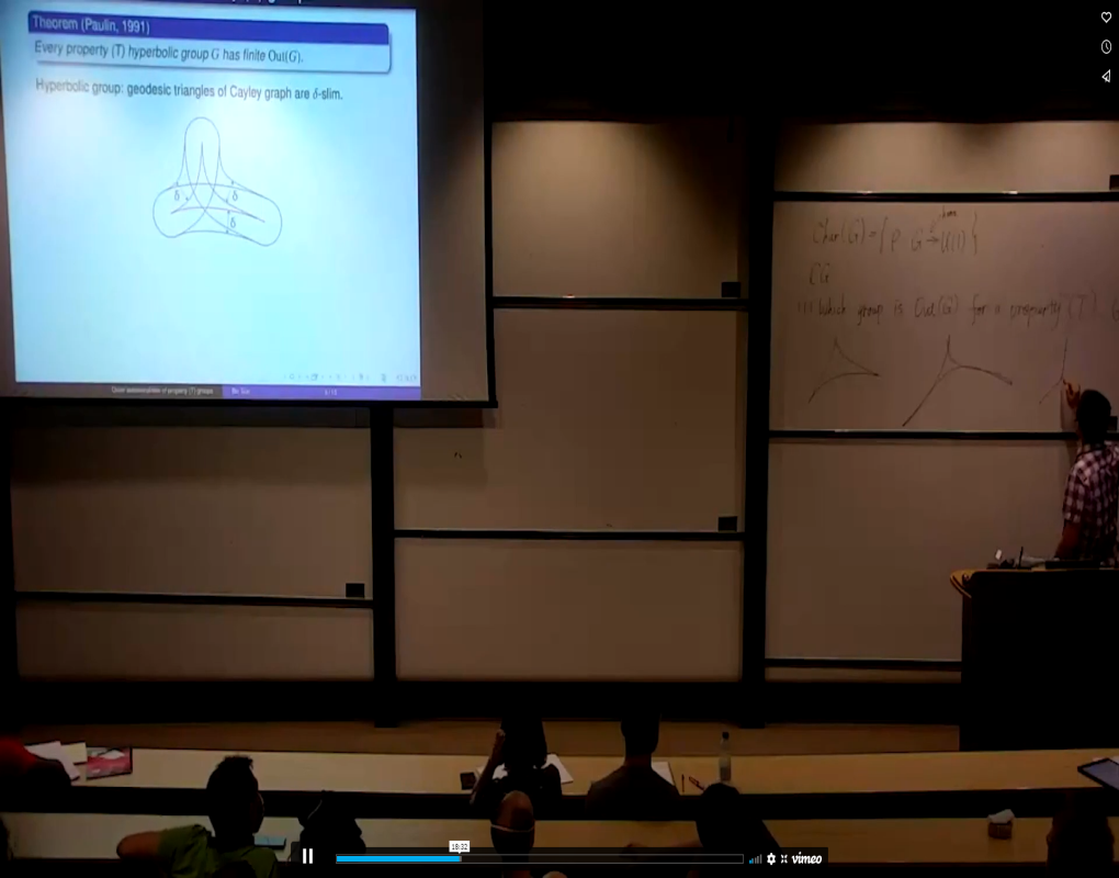 Metric Geometry and Geometric Analysis (Oxford, United Kingdom): "Research Talk: Every Countable Group is an Outer Automorphism Group of an Acylindrically Hyperbolic Group with Kazhdan's Property (T)" Thumbnail