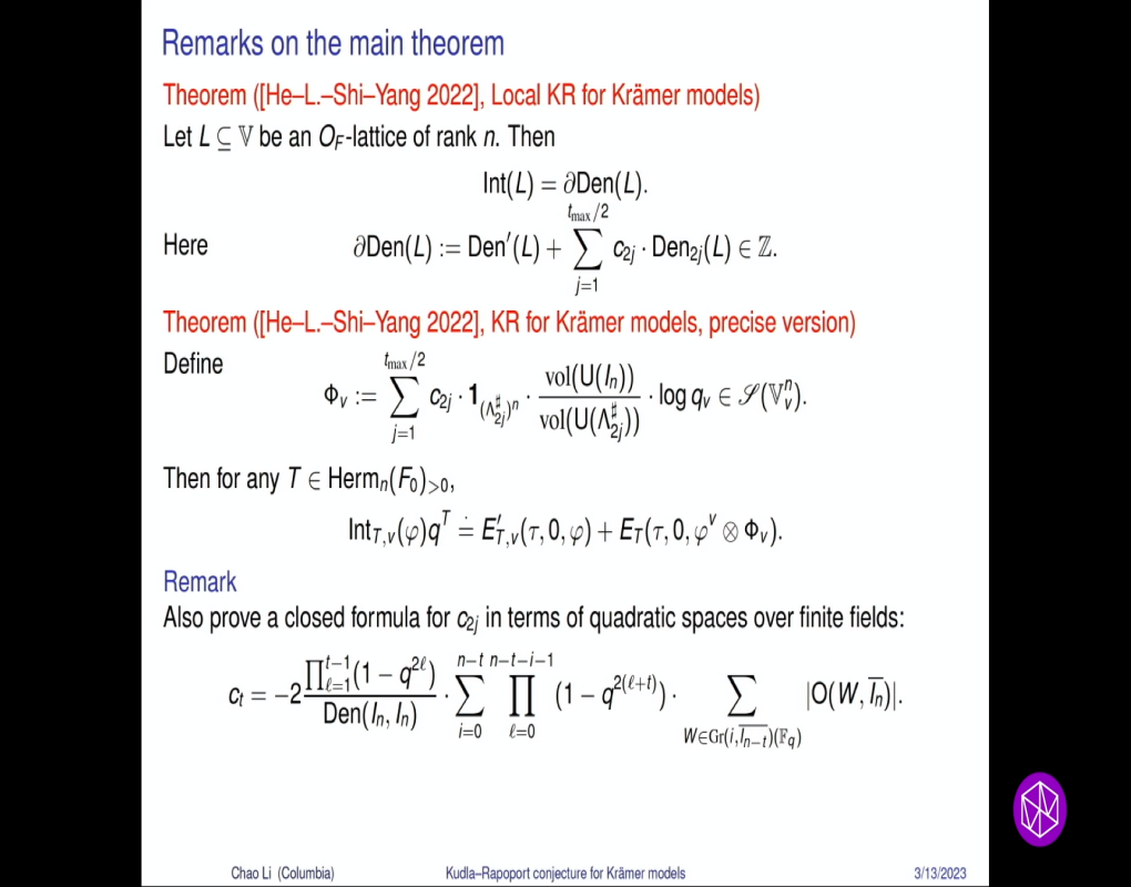 Algebraic Cycles, L-Values, and Euler Systems "Shimura Varieties and L-Functions" Topical Workshop: Kudla-Rapoport Conjecture for Krämer Models Thumbnail
