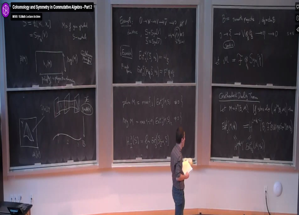 Introductory Workshop: Commutative Algebra: "Cohomology and Symmetry in Commutative Algebra-Pt. 2" Thumbnail