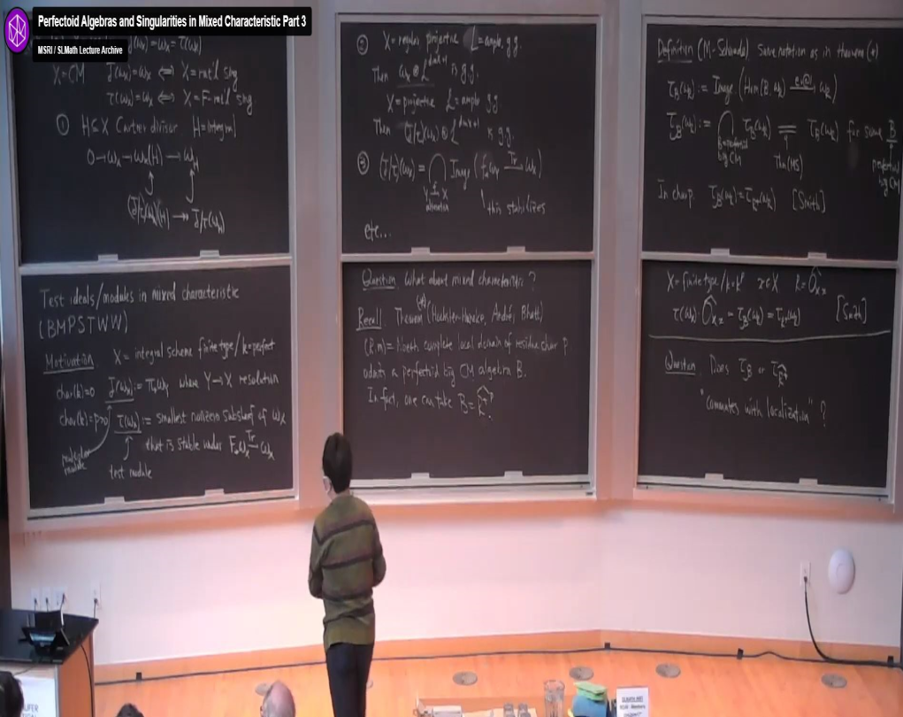 Introductory Workshop: Commutative Algebra: "Perfectoid Algebras and Singularities in Mixed Characteristic-Pt 3" Thumbnail