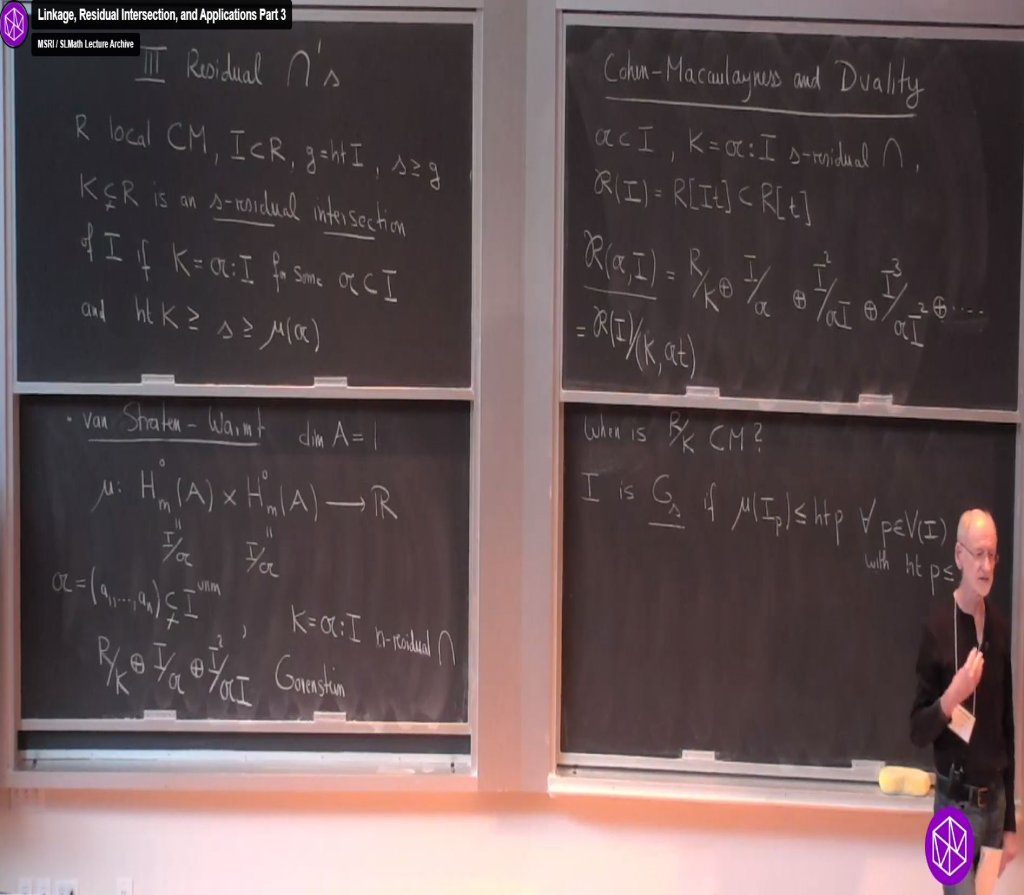 Introductory Workshop: Commutative Algebra: "Linkage, Residual Intersection, and Applications-Pt 3" Thumbnail