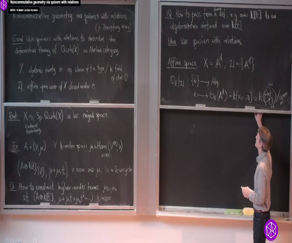 Introductory Workshop: Noncommutative Algebraic Geometry: "Noncommutative geometry via quivers with relations" Thumbnail