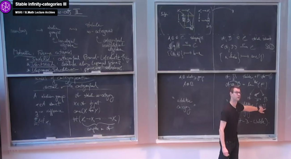 Introductory Workshop: Noncommutative Algebraic Geometry: "Stable infinity-categories III" Thumbnail