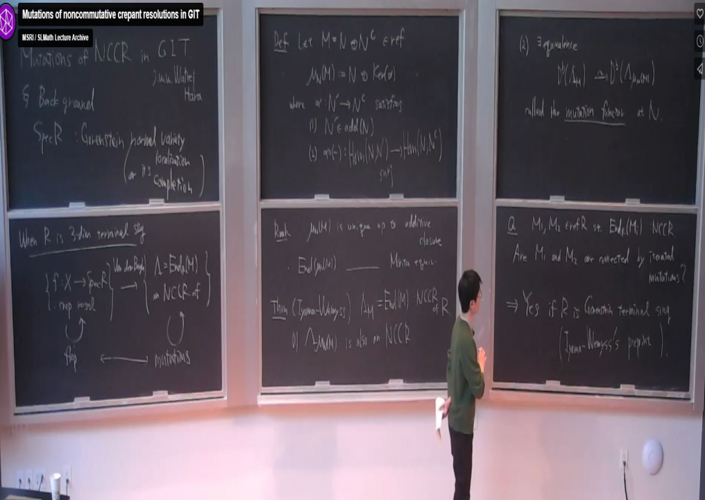 Introductory Workshop: Noncommutative Algebraic Geometry: "Mutations of noncommutative crepant resolutions in GIT" Thumbnail