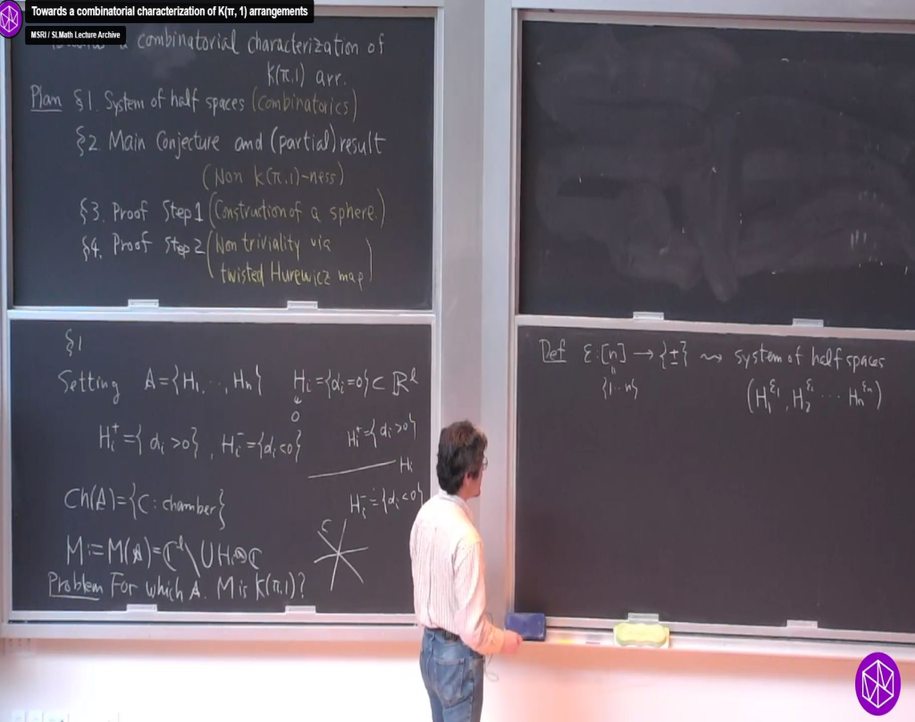 Hot Topics: Artin Groups and Arrangements - Topology, Geometry, and Combinatorics: "Towards a combinatorial characterization of K(π, 1) arrangements" Thumbnail