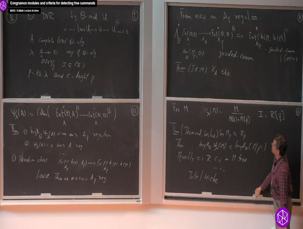 Recent Developments in Commutative Algebra: "Congruence modules and criteria for detecting free summands" Thumbnail