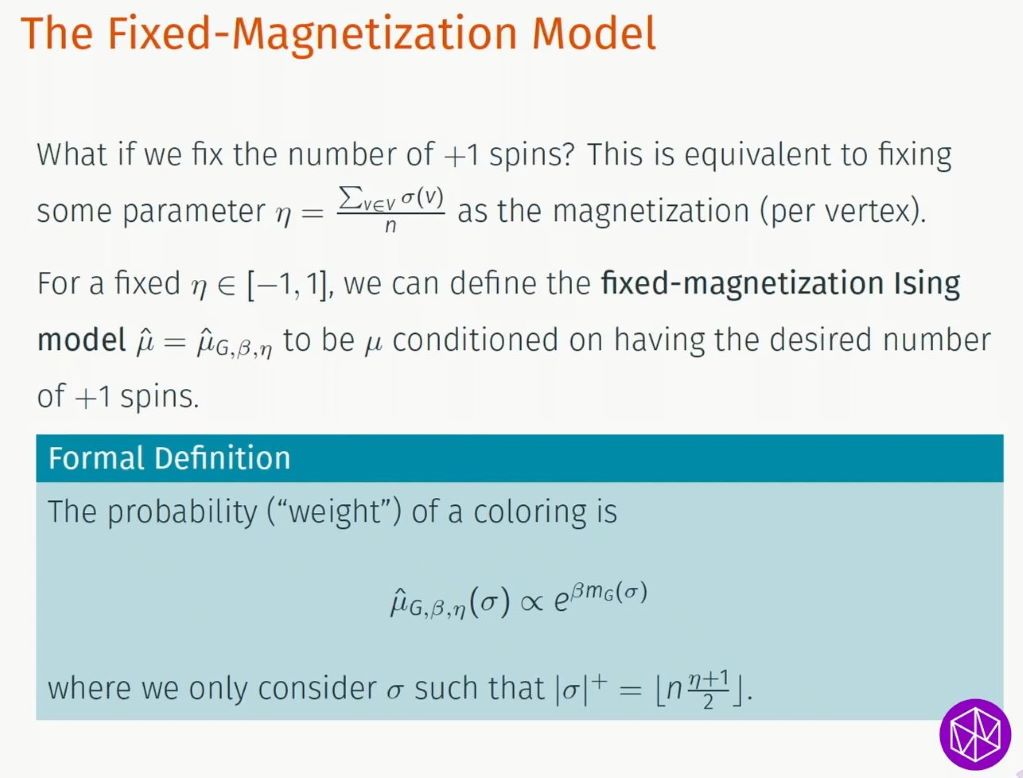 Introductory Workshop: Probability and Statistics of Discrete Structures: Dynamical Thresholds for the Fixed-Magnetization Ising Model Thumbnail