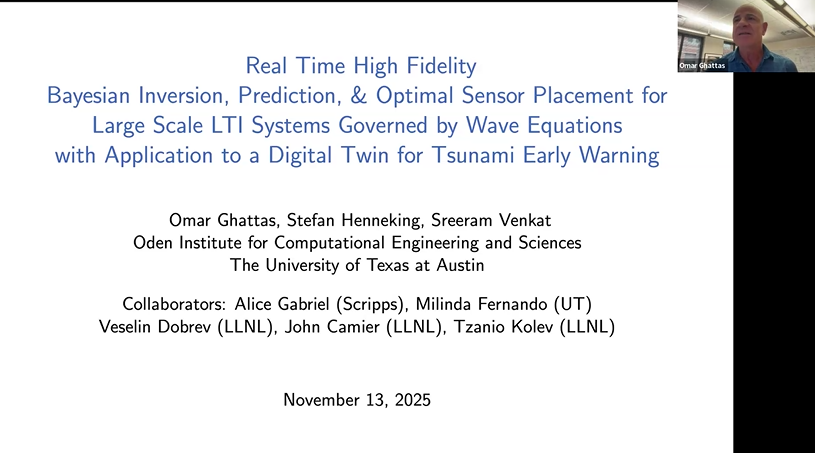 Real Time High Fidelity Bayesian Inversion, Prediction, and
Optimal Sensor Placement for Large Scale LTI Systems Governed by
Wave Equations, with Application to a Digital Twin for Tsunami Early
Warning Thumbnail