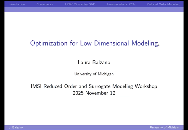 Optimization for Low Dimensional Modeling Thumbnail