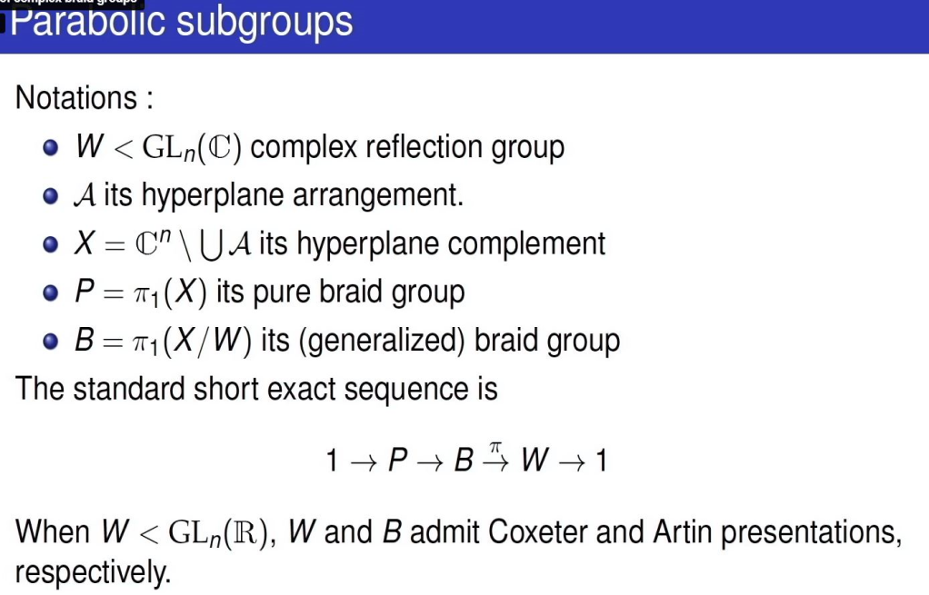 Hot Topics: Artin Groups and Arrangements - Topology, Geometry, and Combinatorics: "Parabolic subgroups of complex braid groups" Thumbnail